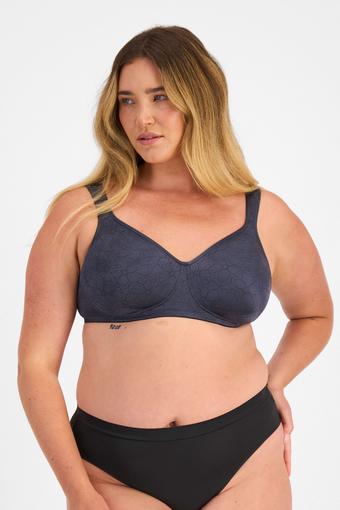 Hestia Wirefree Non Contour Bra (Faded Floret Delustre Charcoal)