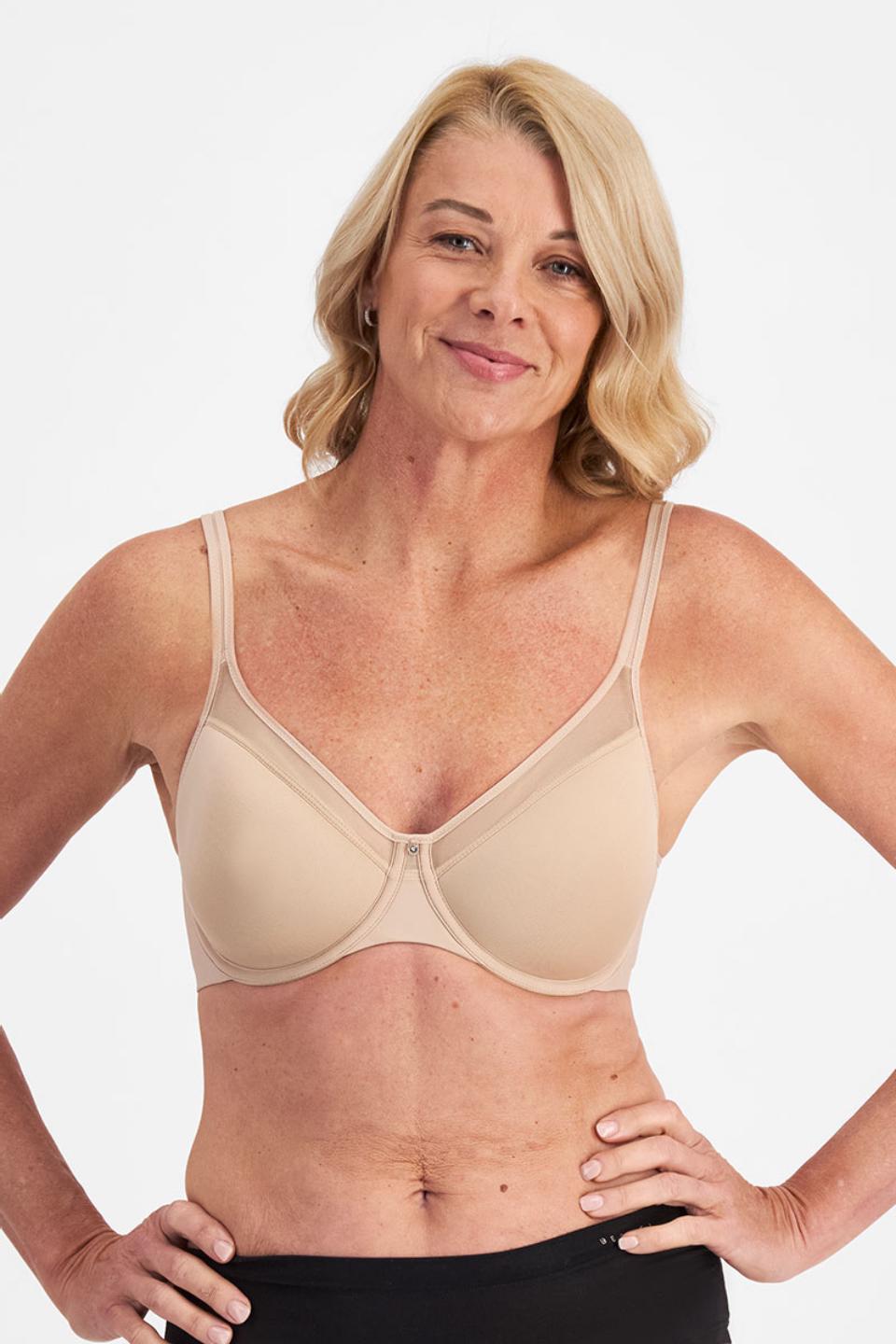 Julie (She/Her) wears size 14c and is 182cm tall with 97cm chest and 79cm waist